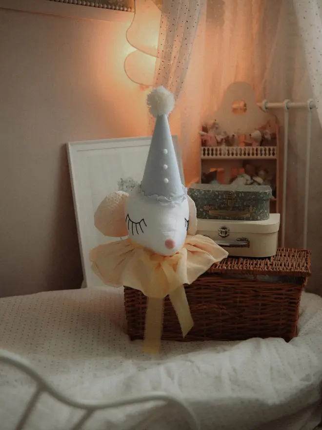 Circus Mouse Head Trophy, Mice Wall Mount, Nursery Plush Head