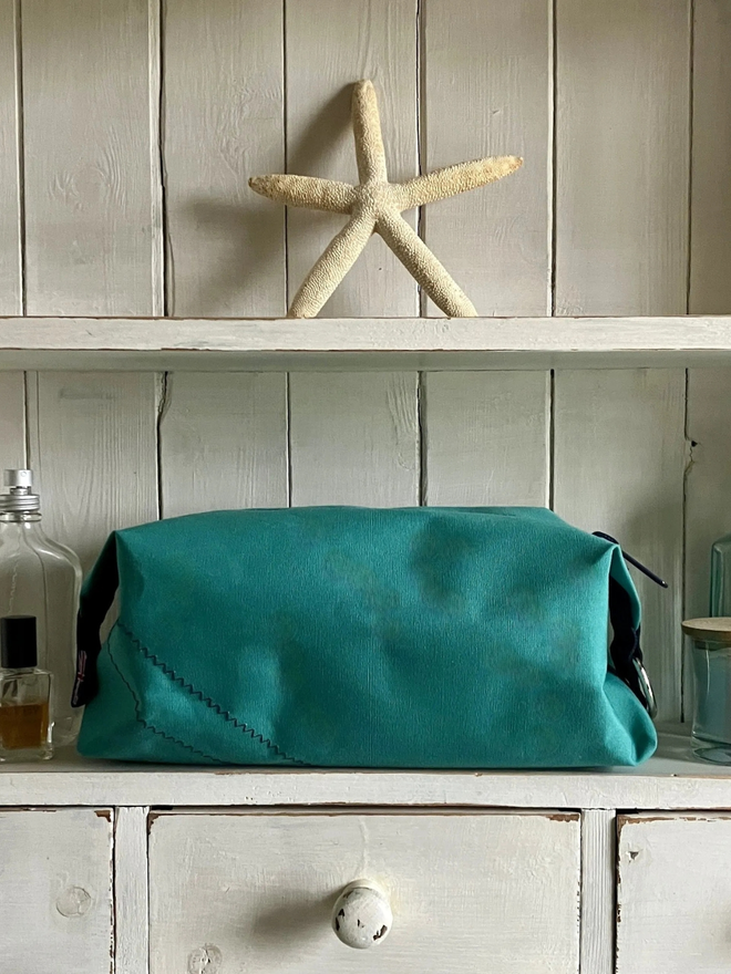 handmade wash bag teal