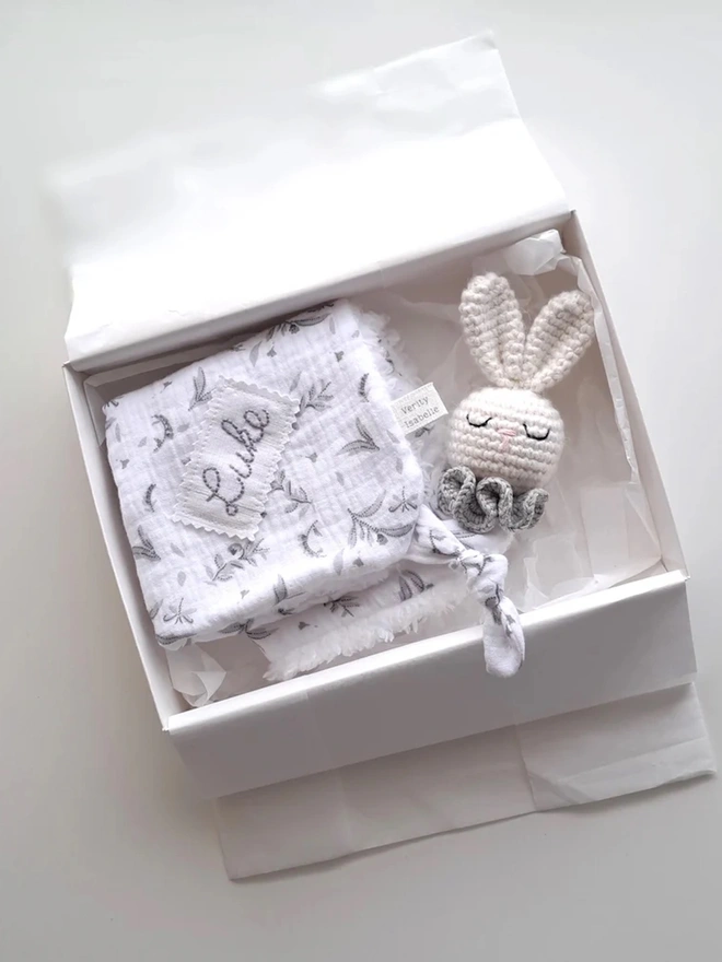 Personalised Grey Bunny Snuggle Comforter