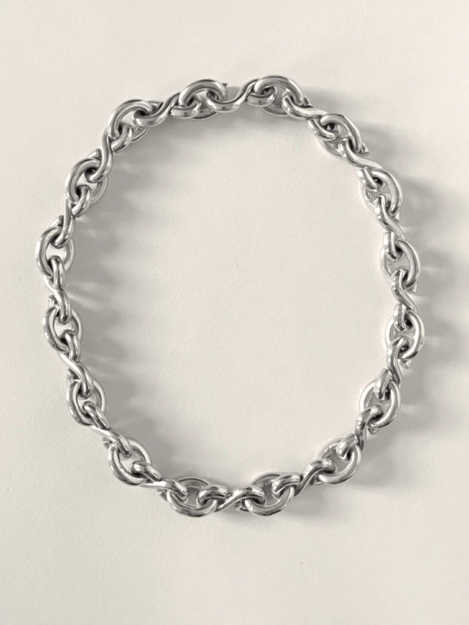 alternating S-link chain collar in solid silver