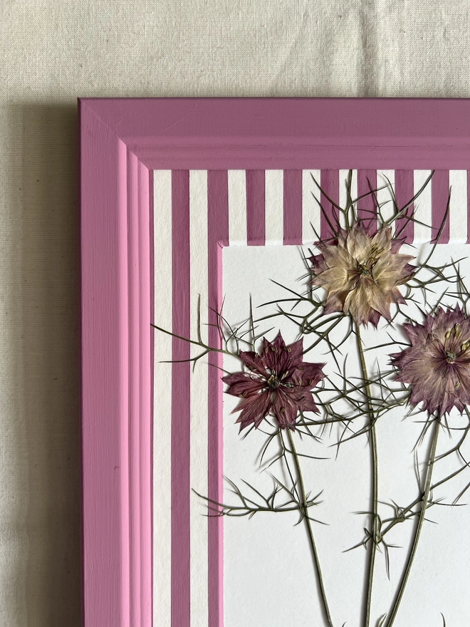 close up of top left corner of frame