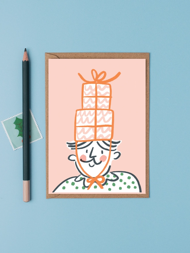 Christmas present hat Christmas card