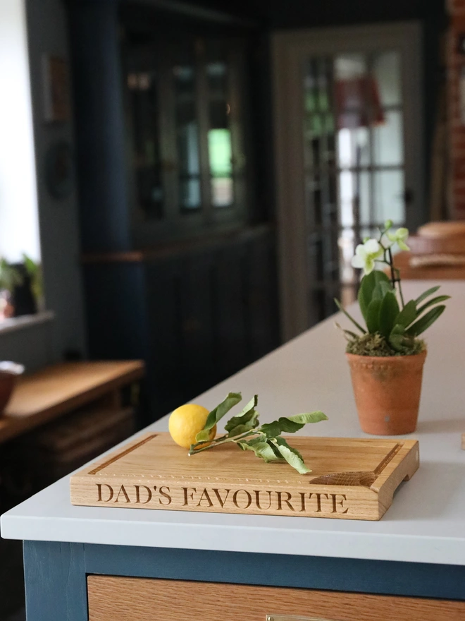 Dad's Favourite Carving Board with lemon and herbs