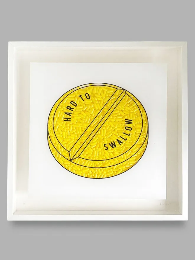 Hard To Swallow - Yellow Framed Artwork