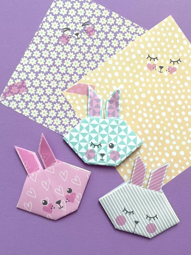 Origami Bunny Garland Kit: Pastel Easter Craft
