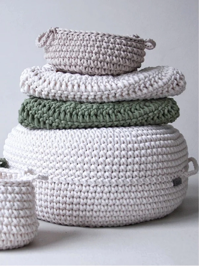 crochet cotton ottoman