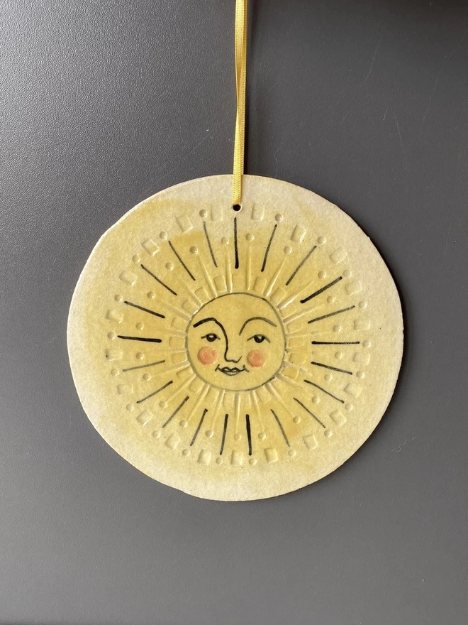 Hand-Painted Ceramic Sun Wall Hanging Decoration