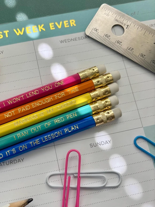 Funny Teacher Pencil Gift (Set Of 5)