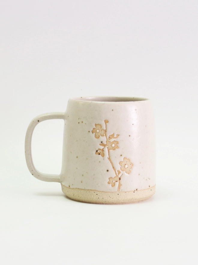 Close up of cherry blossom mug details