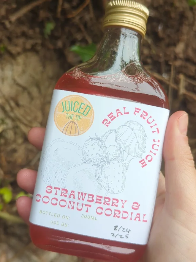 strawberry coconut fruit cordial juice bottle