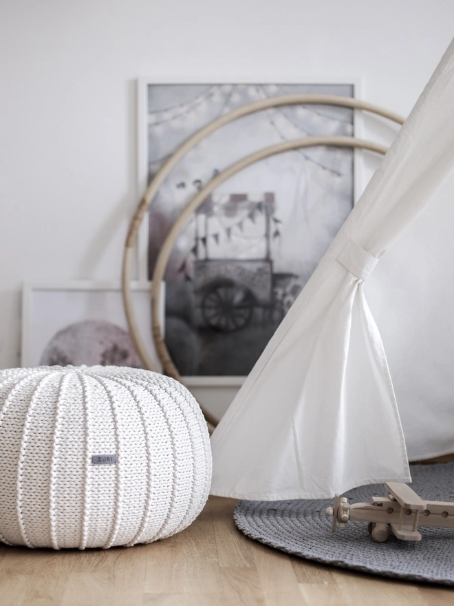 Zuri House. Ivory children’s pouffe.