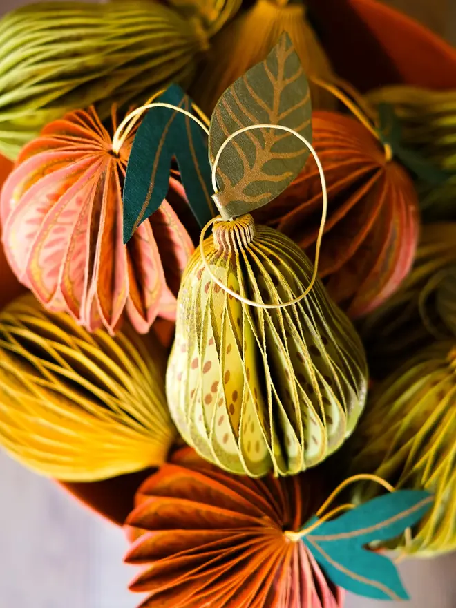 Pear Honeycomb Ornament (Set Of 6)