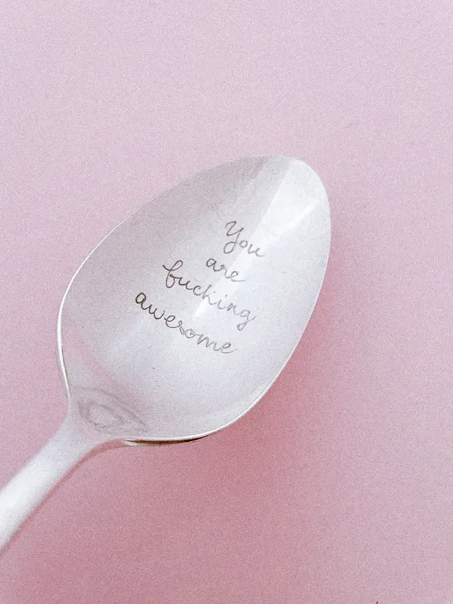 you're fucking awesome - personalised vintage spoon custom message