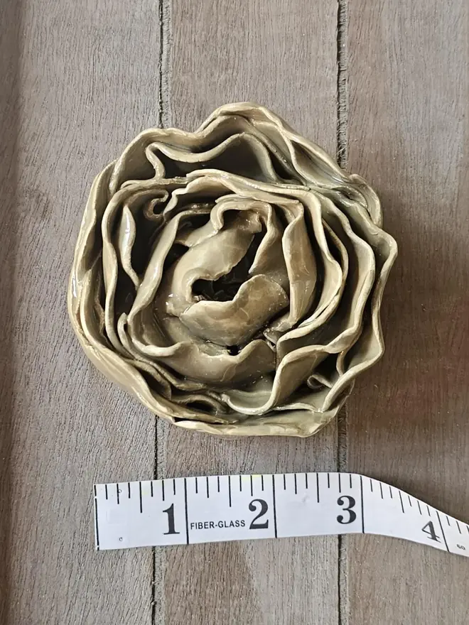 khaki green neutral ceramic flower for wall decor hanging decorations gift for gardener flower lover ceramics pottery botanical 
