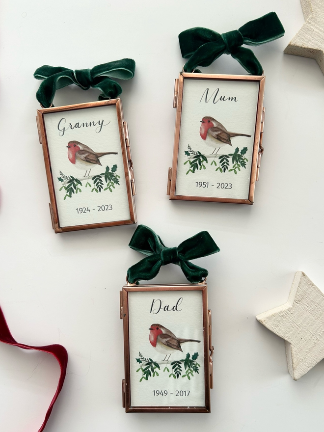 robin mini frame memorial christmas decorations