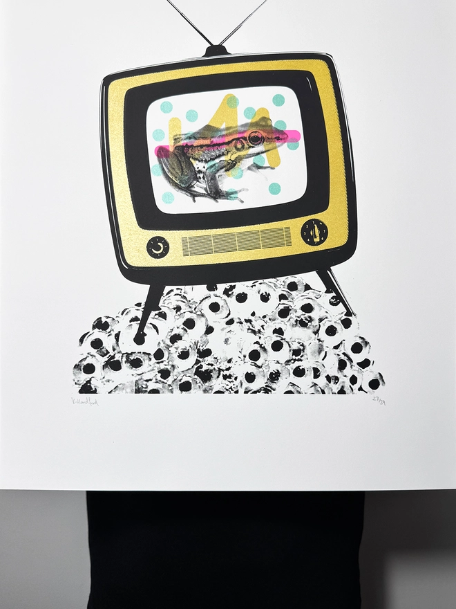 Froggy Vision_Screen Printed Large A2 Poster_Holly and Co_close up bottom
