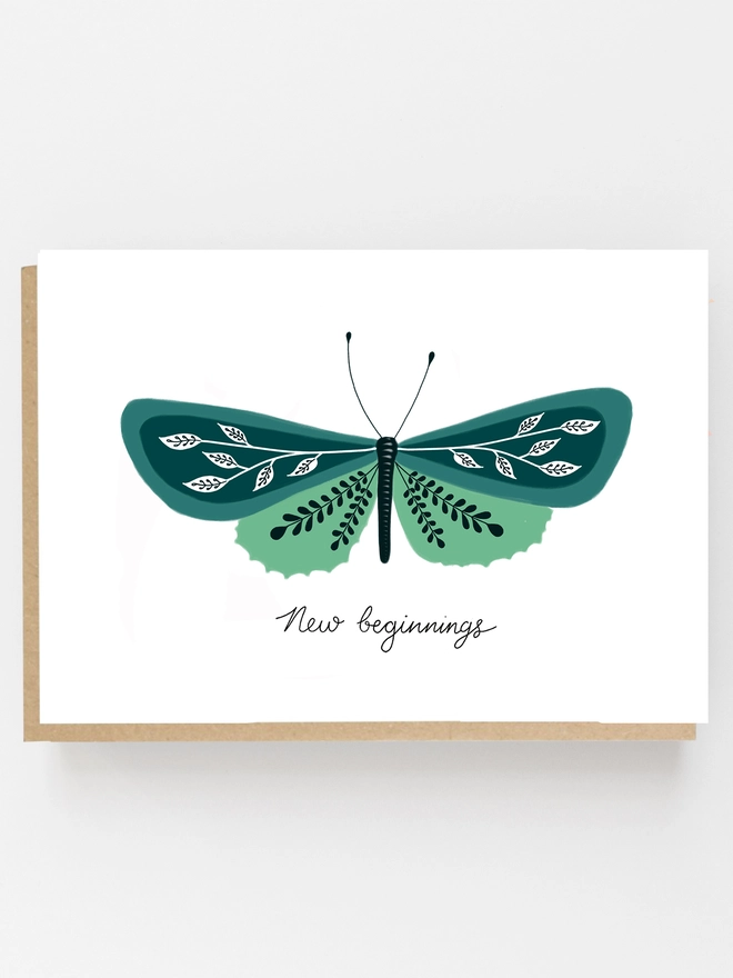 new beginnings green moth card