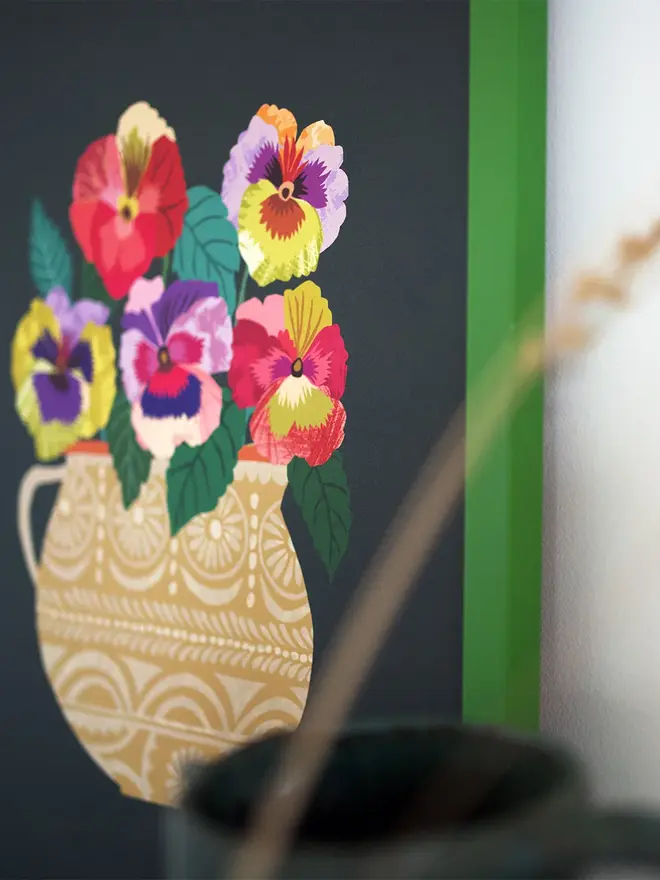 pansies floral print