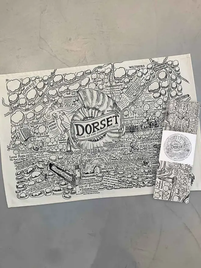 Dorset Print Tea Towel Both