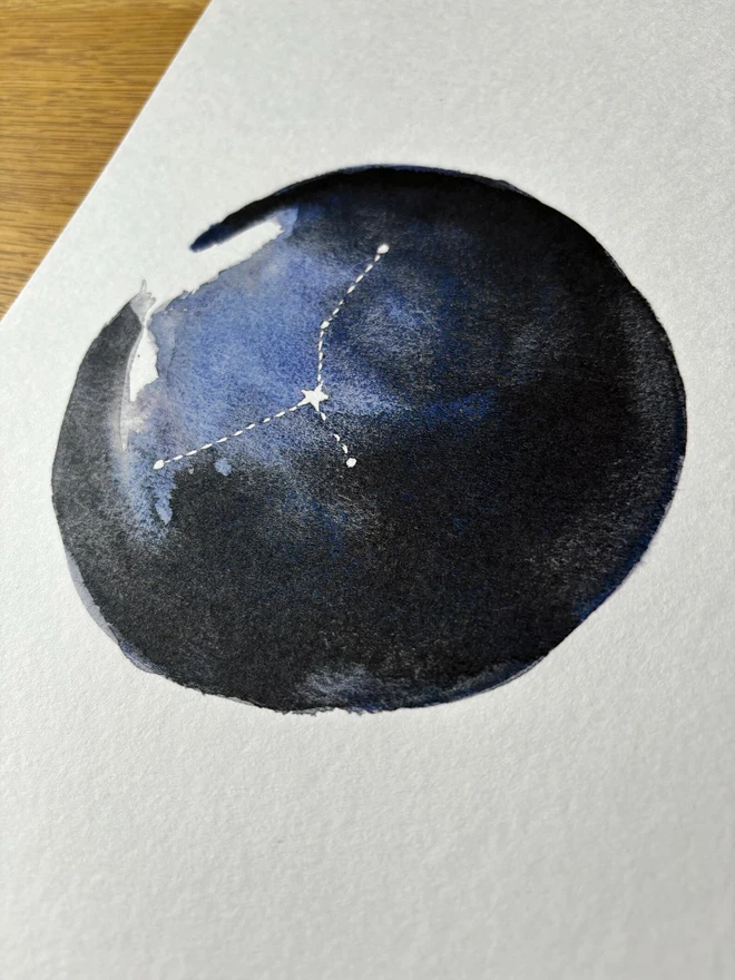 Bespoke Zodiac Watercolour With Calligraphy Print