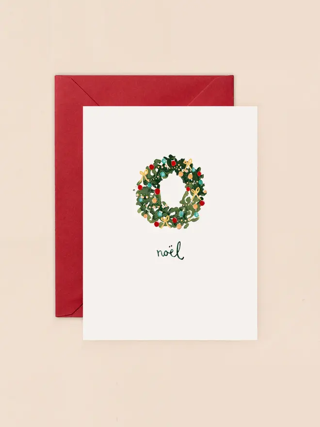 illustrated christmas wreath card