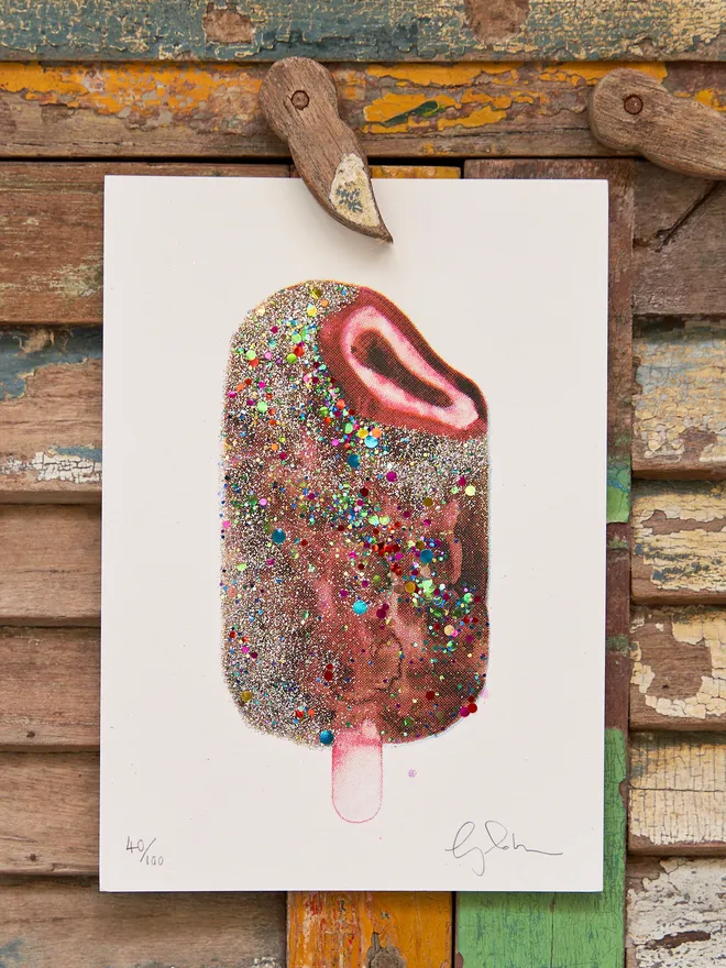 Mini nobly bobbly ice cream glitter screen print