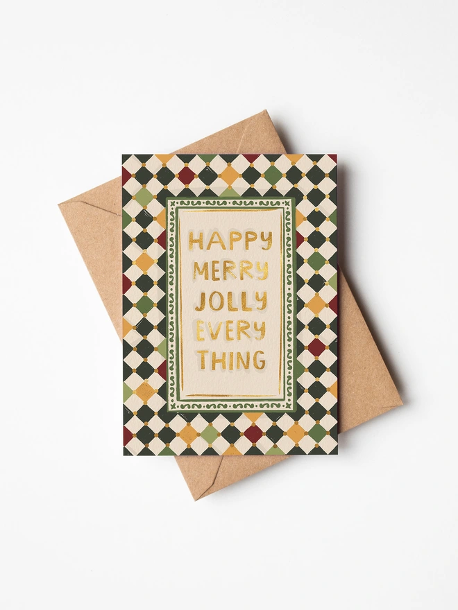 Happy Merry Jolly Everything checkerboard card