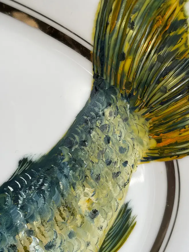 Oil Painted Swimming Rainbow Trout On platter