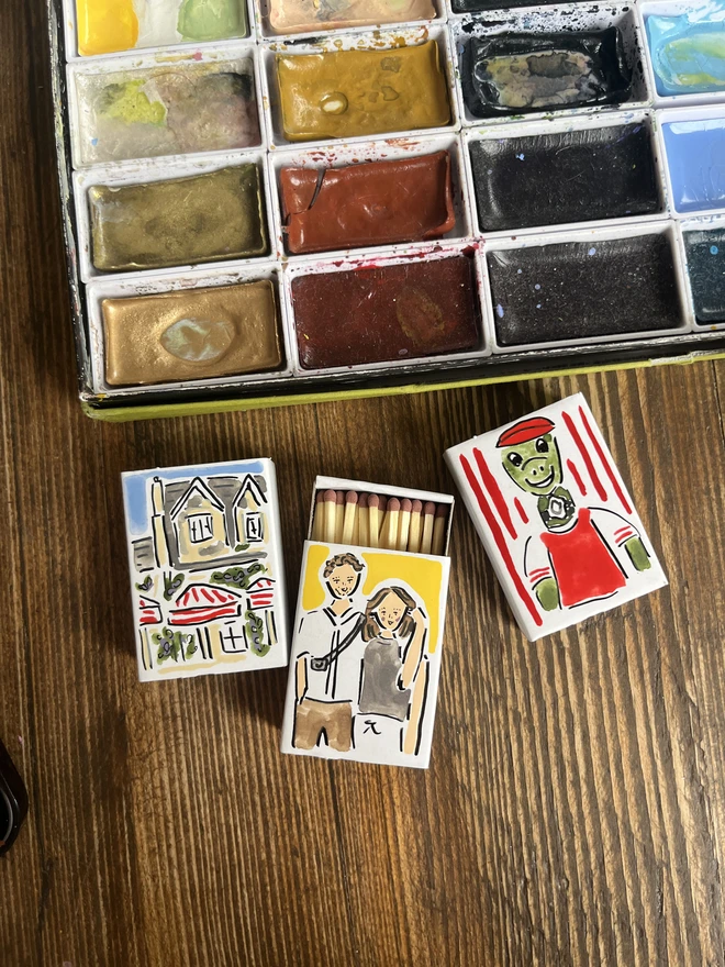 Personalised gift mini matchboxes with summer themes