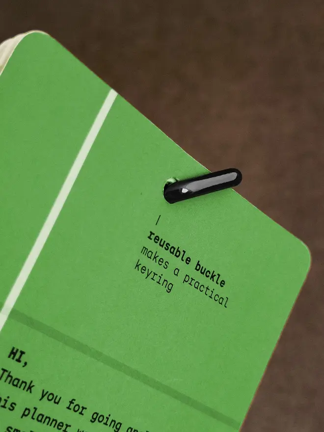 Closeup of Perpetual Squared: Birthday, Anniversary, Memory Tracker, showing binding clip