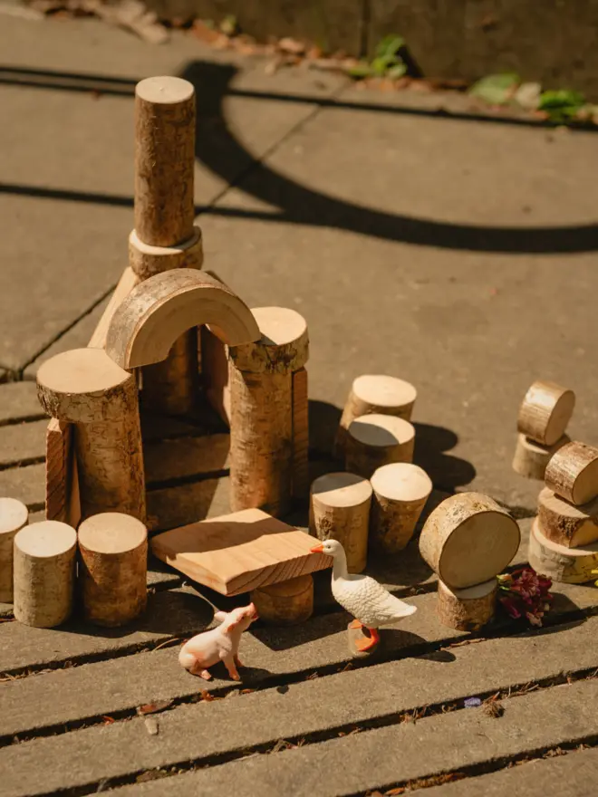Wooden blocks made into a castle 