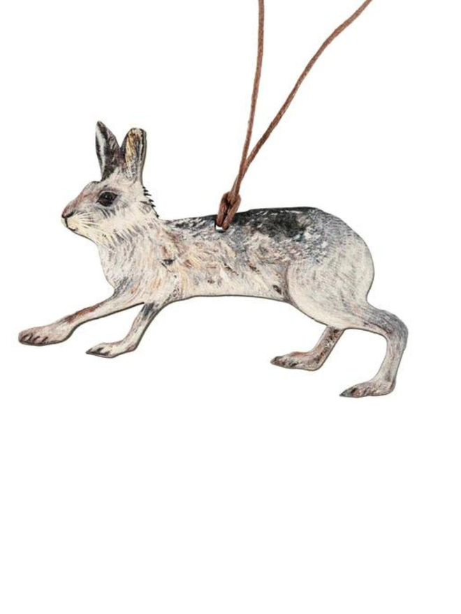 Mountain Hare Wooden Hanging Decoration