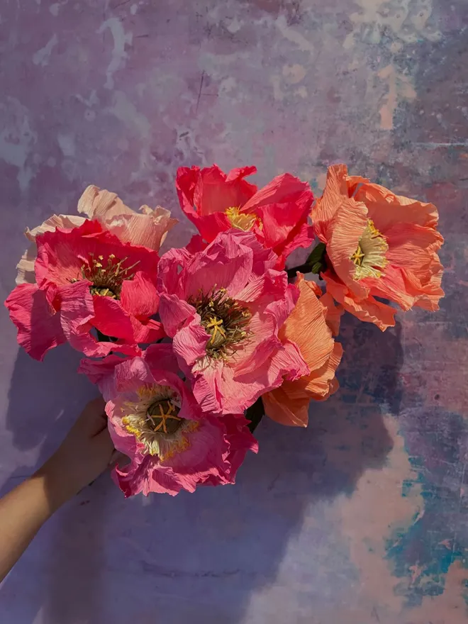 Paper Poppy Bouquet (Set Of 7)