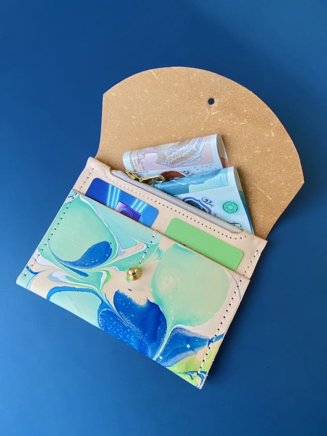 colourful leather purse