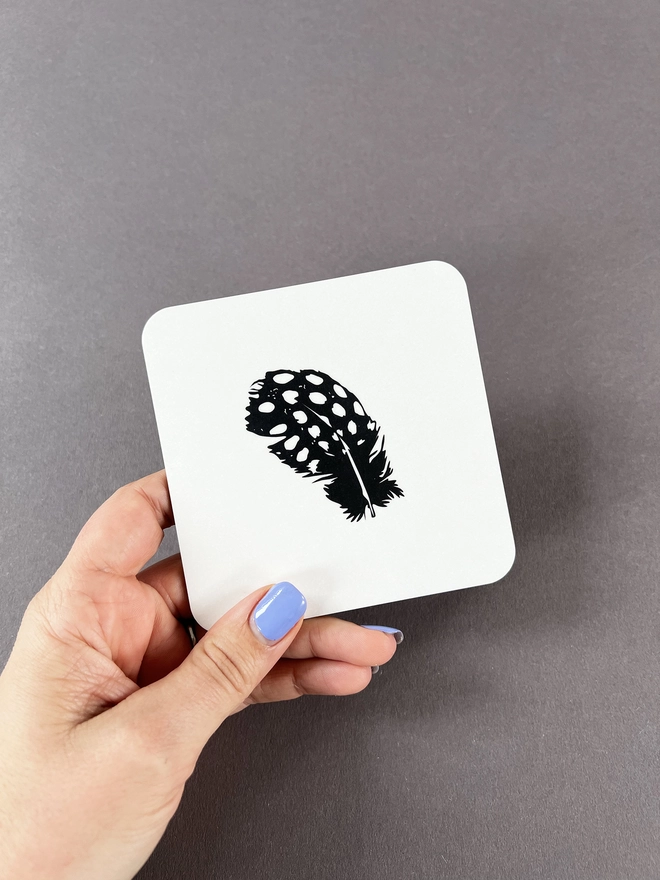 Guinea fowl feather coaster