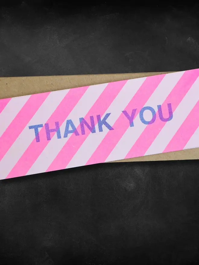 risograph print stripes thank you post card