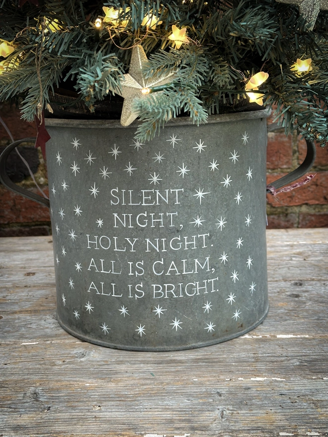 'Silent Night' Hand Painted Christmas Tree Tub