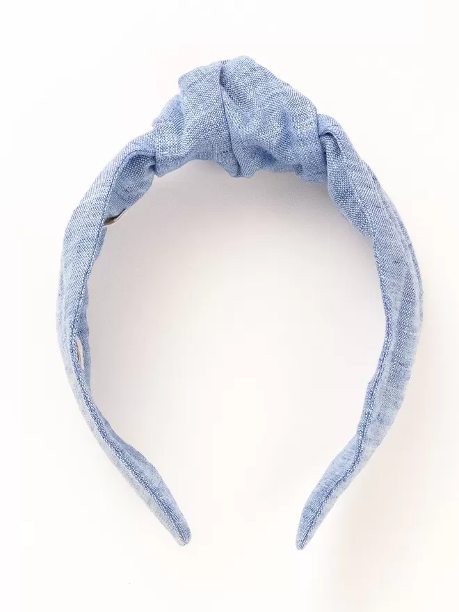 Vanessa Rose Amelie Headband in Flax Linen seen flat.