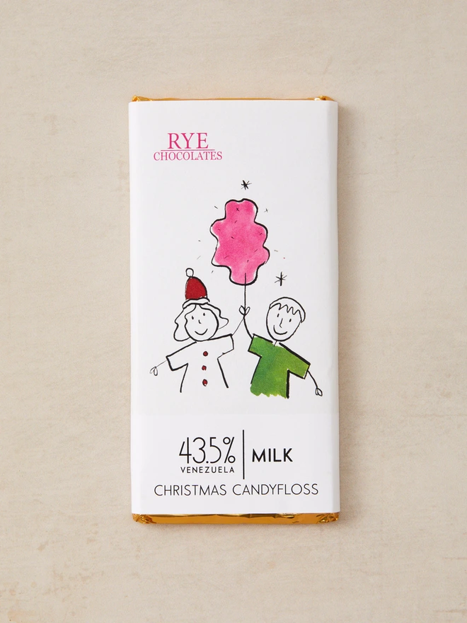 Christmas Candyfloss Milk Chocolate Bar - 43.5% Venezuelan