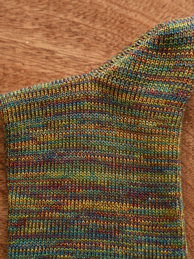 brown four colour yarn socks 