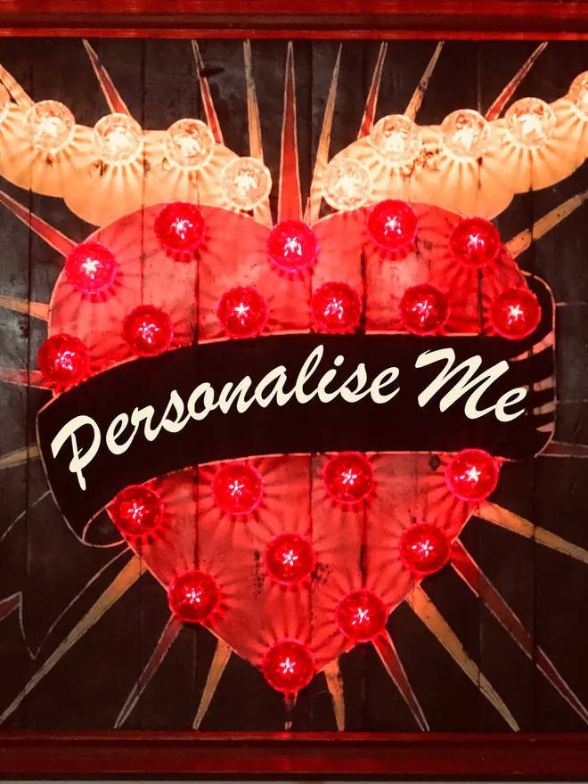 heart wings personalised light up sign