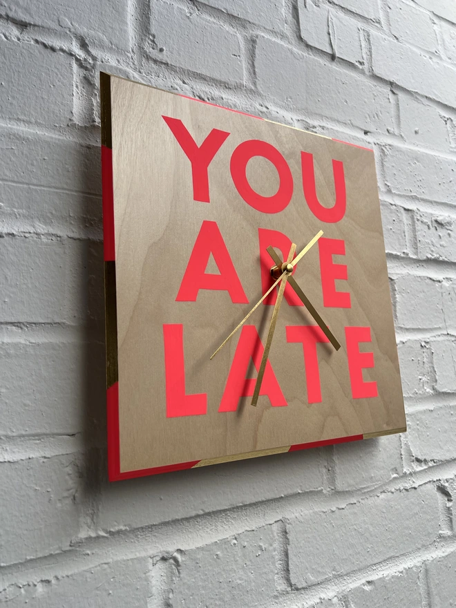 you are late hand painted clock Sylvie signs