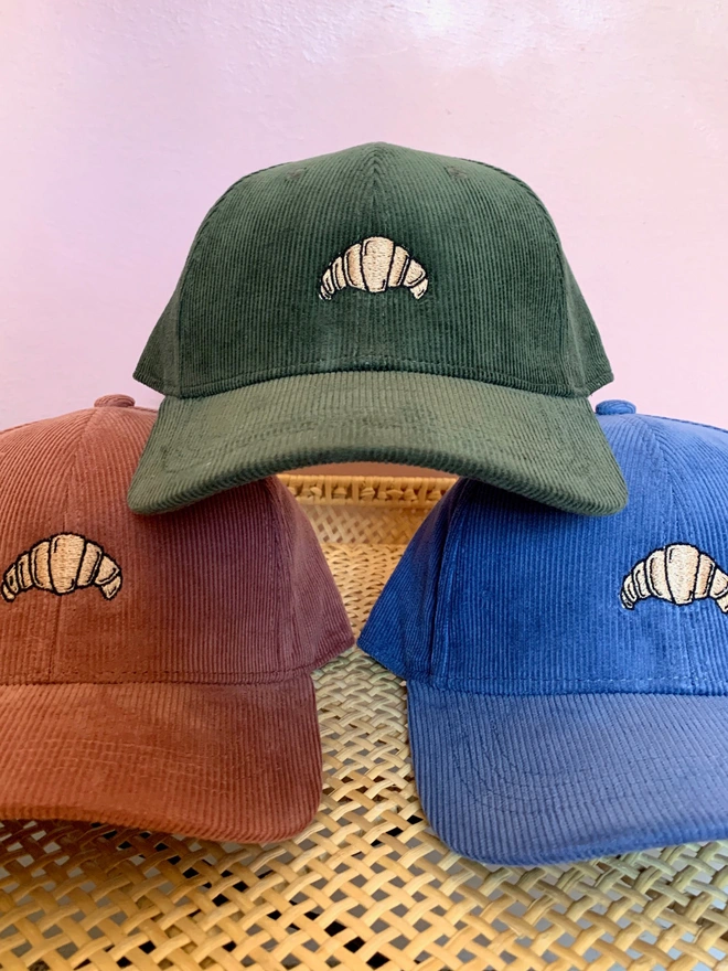 Croissant Cap Redwood, Green and Slate Blue