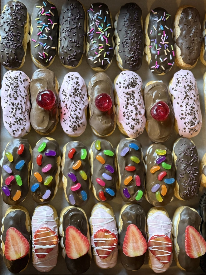Replica fake food eclairs