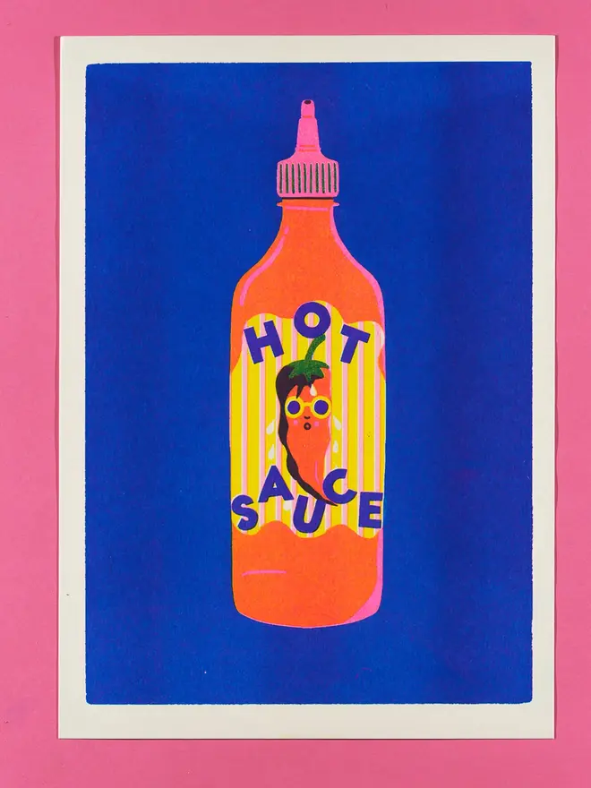 Blue Chilli Sauce Risograph Print