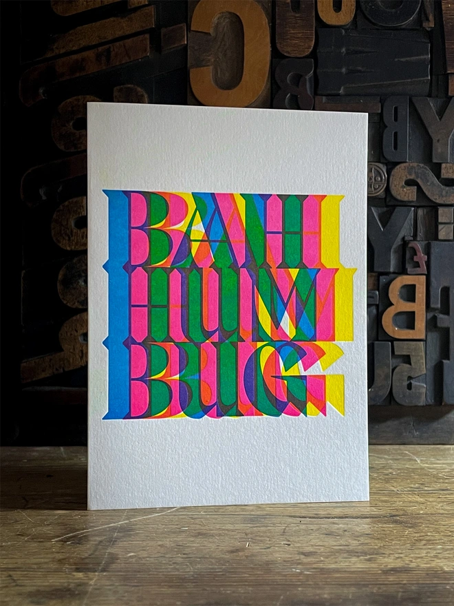 bah humbug colour print christmas card