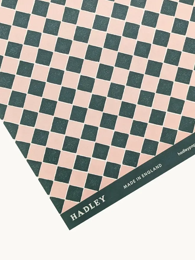 pink and green checkerboard gift wrap