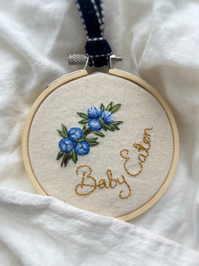 Hand embroidered memorial keepsake