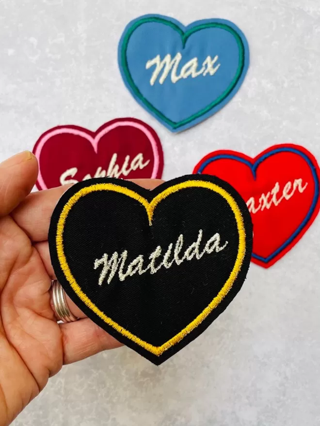 Custom heart patches in various colour options