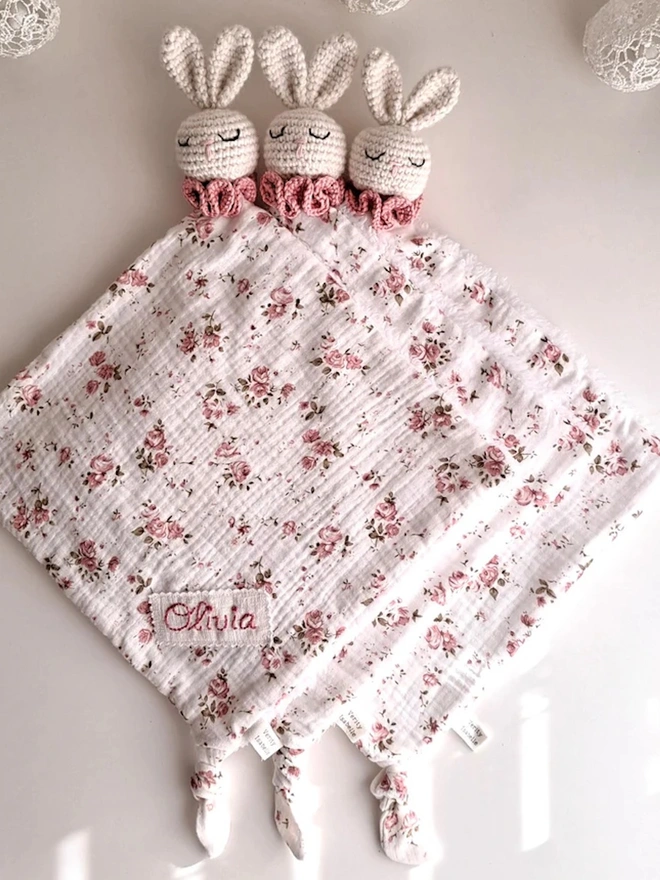 Personalised Pink Bunny Snuggle Comforter